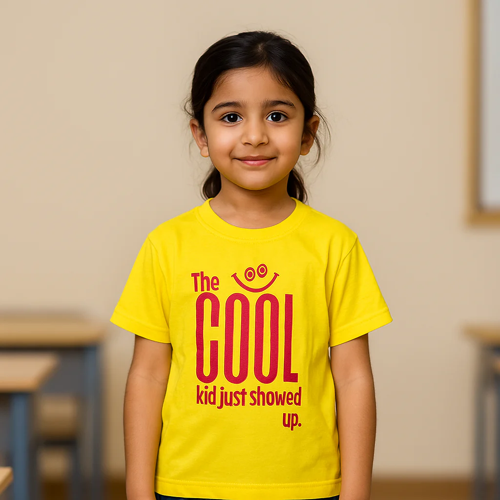Kids Cotton T-Shirt Cool Kid Yellow - Mini Champ - Image 2