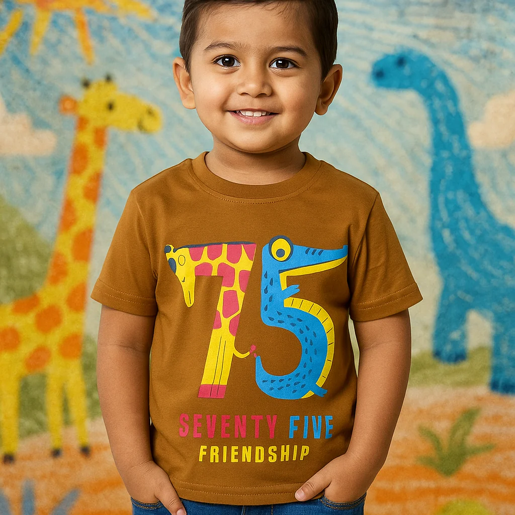 Kids Cotton T-Shirt Friendship Brown - Mini Champ
