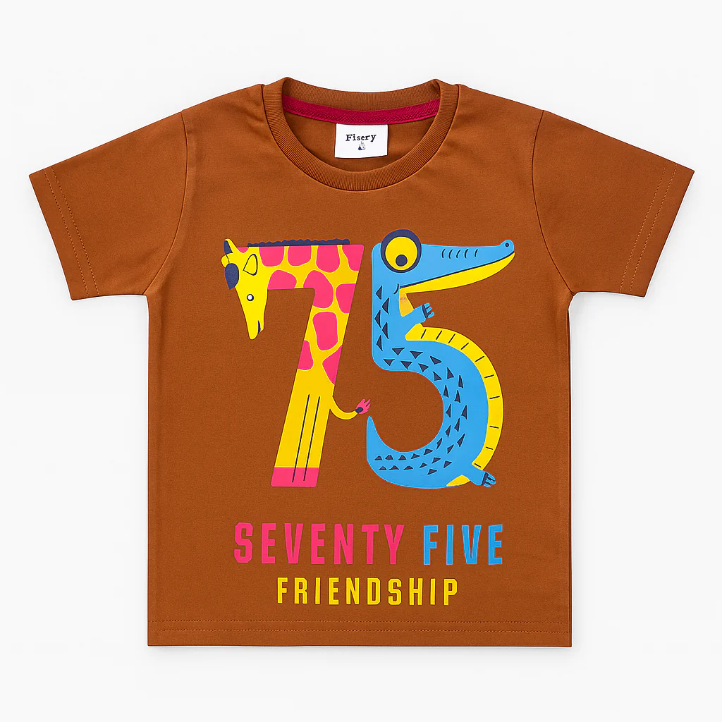 Kids Cotton T-Shirt Friendship Brown - Mini Champ - Image 2