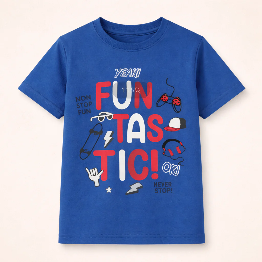 Kids Cotton T-Shirt Funtastic Royal Blue - Mini Champ