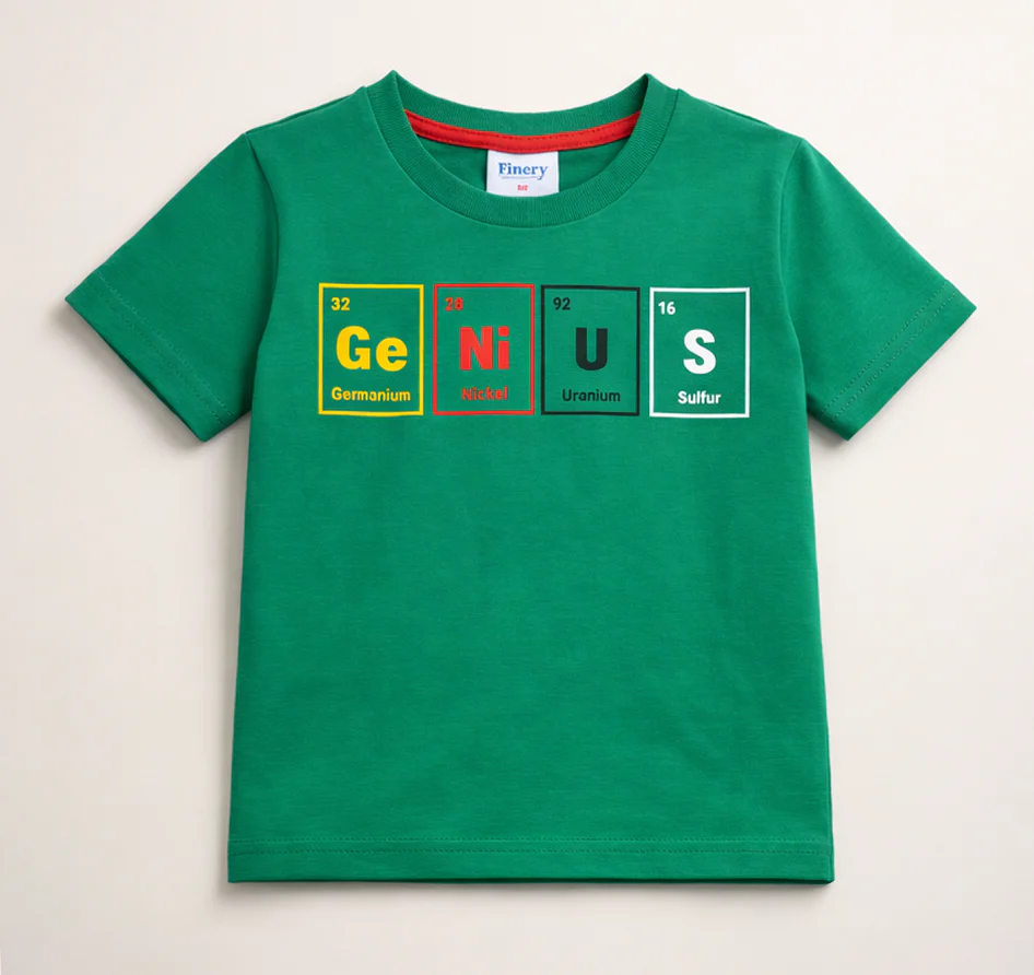 Kids Cotton T Shirt Genius Green - Mini Champ