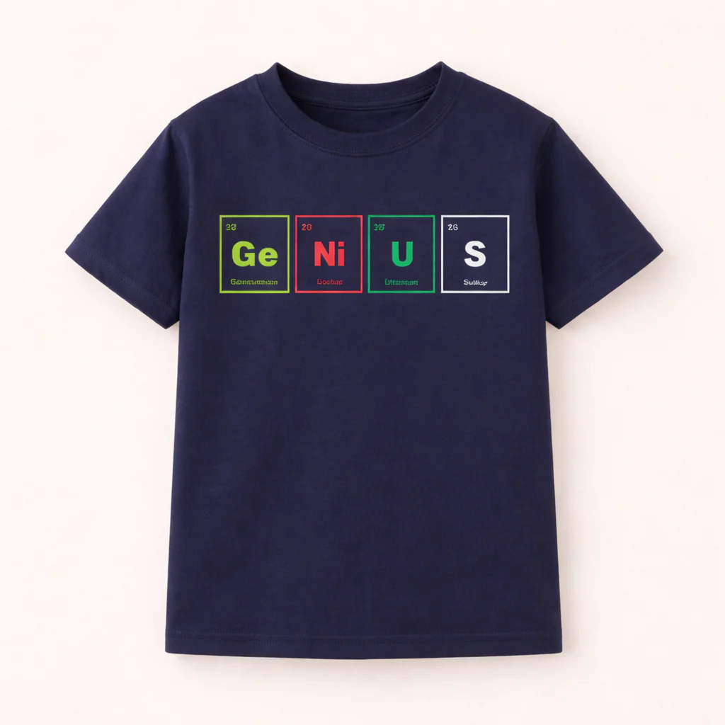 Kids Cotton T-Shirt Genius Navy Blue - Mini Champ