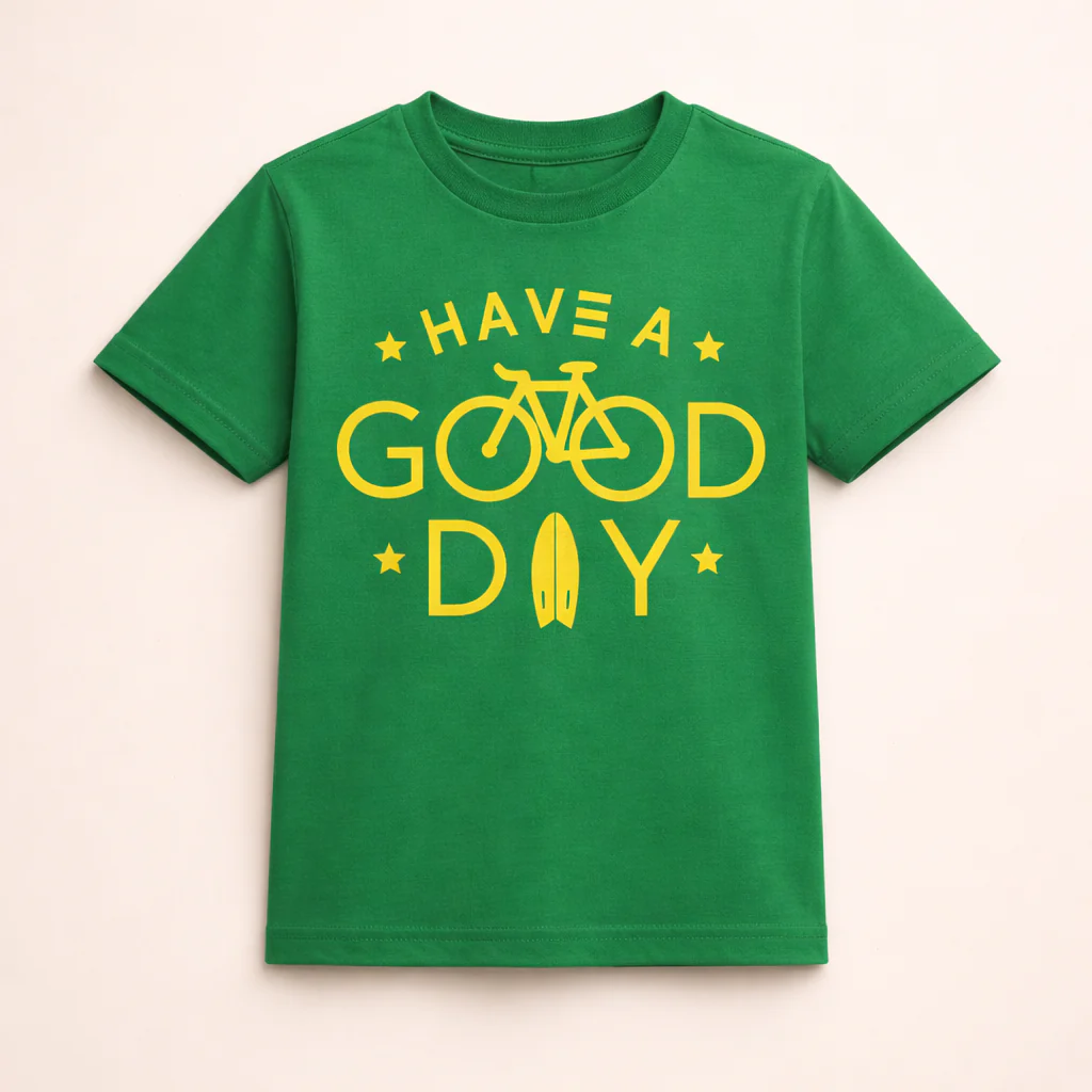 Kids Cotton T-Shirt Good Day Green - Mini Champ