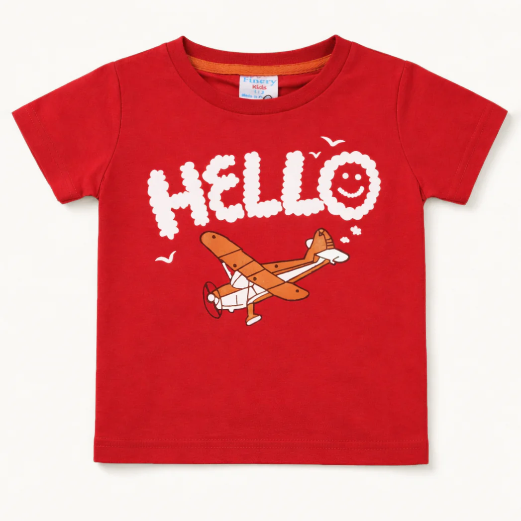 Kids Cotton T-Shirt Hello Red - Mini Champ