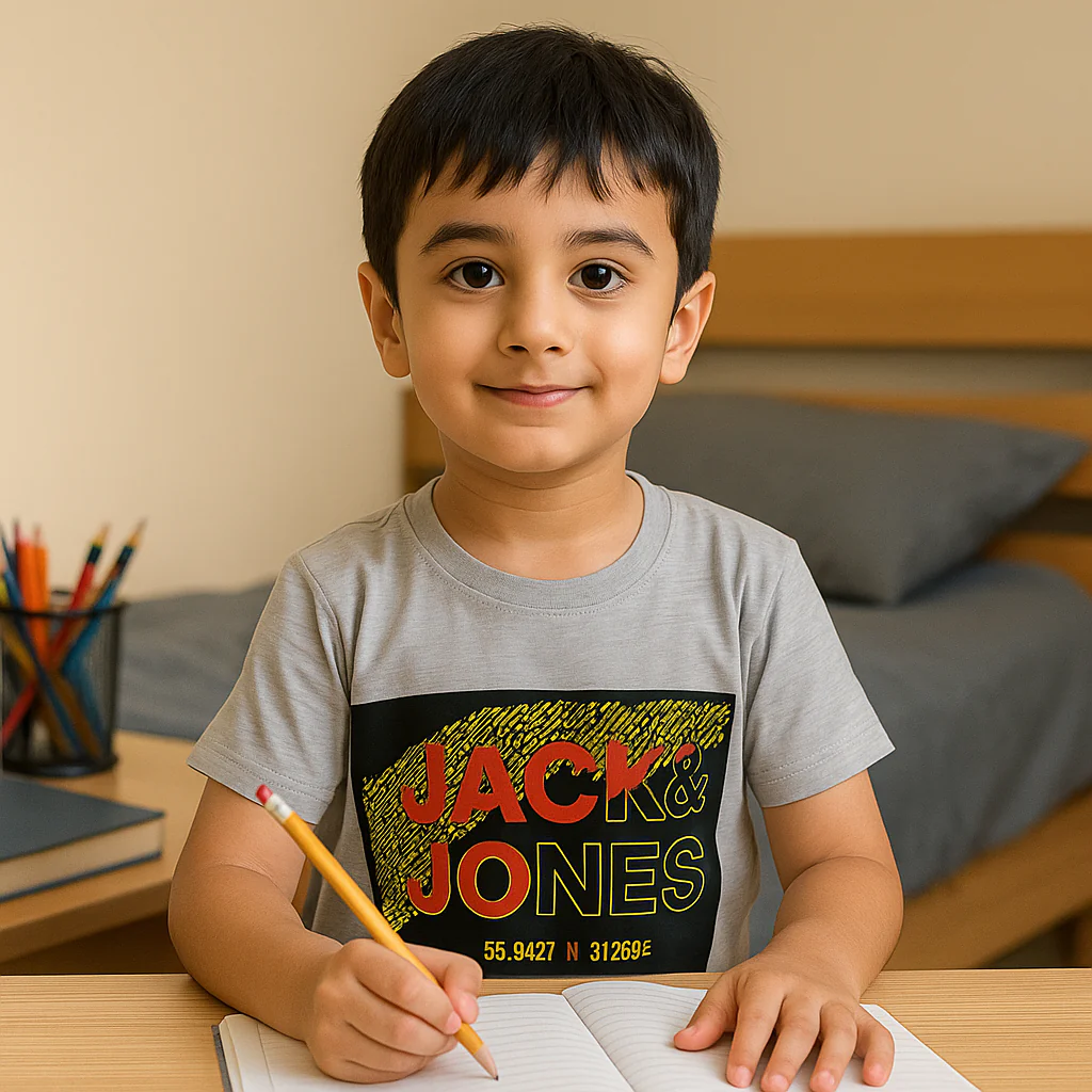 Kids Cotton T-Shirt Jack & Jones Black & Grey - Mini Champ - Image 3