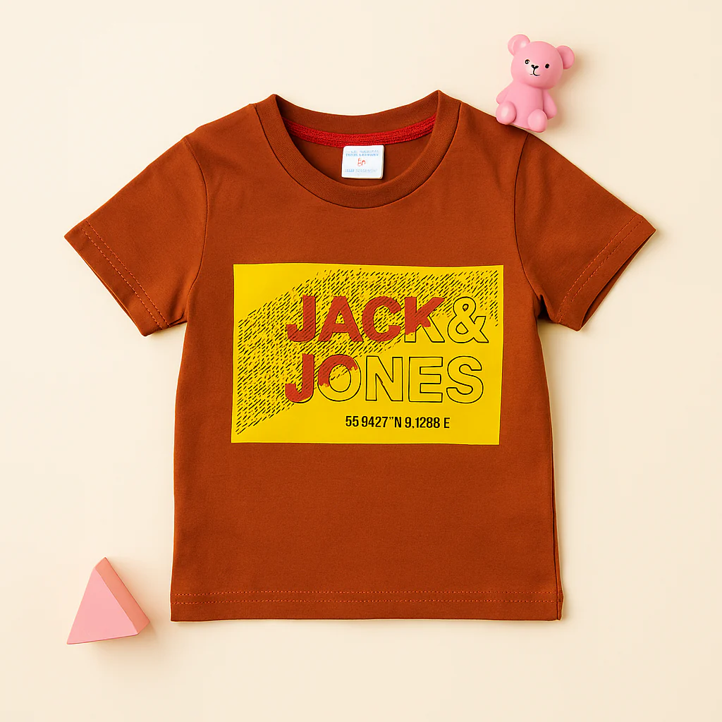 Kids Cotton T-Shirt Jack & Jones Brown - Mini Champ - Image 2
