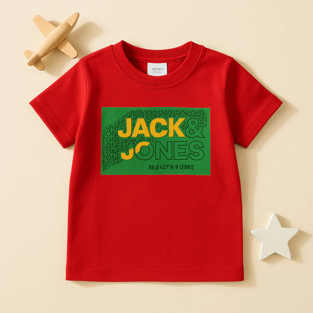 Kids Cotton T-Shirt Jack & Jones Red & Green - Mini Champ - Image 2