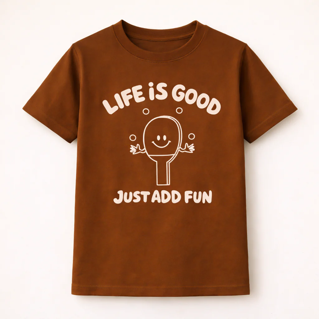Kids Cotton T-Shirt Life Is Good Brown - Mini Champ