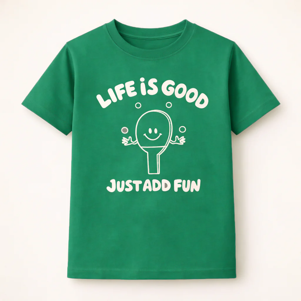 Kids Cotton T-Shirt Life Is Good Green - Mini Champ