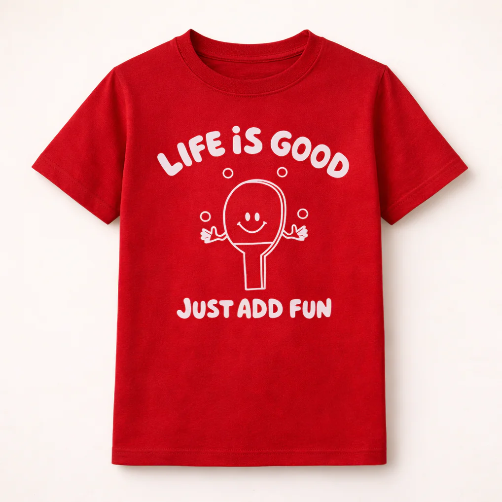 Kids Cotton T-Shirt Life Is Good Red - Mini Champ
