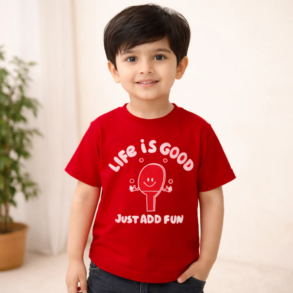 Kids Cotton T-Shirt Life Is Good Red - Mini Champ - Image 2