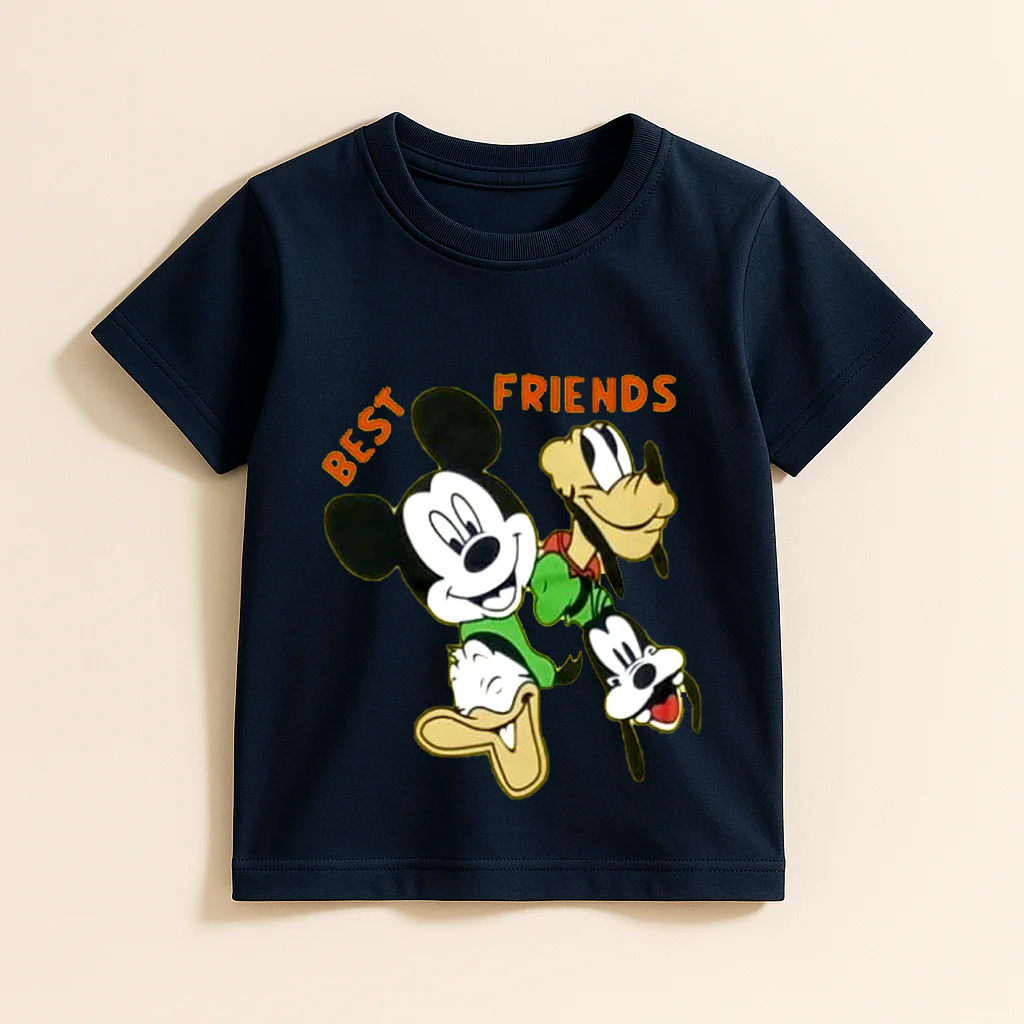 Kids Cotton T-Shirt Mickey Mouse Navy Blue - Mini Champ