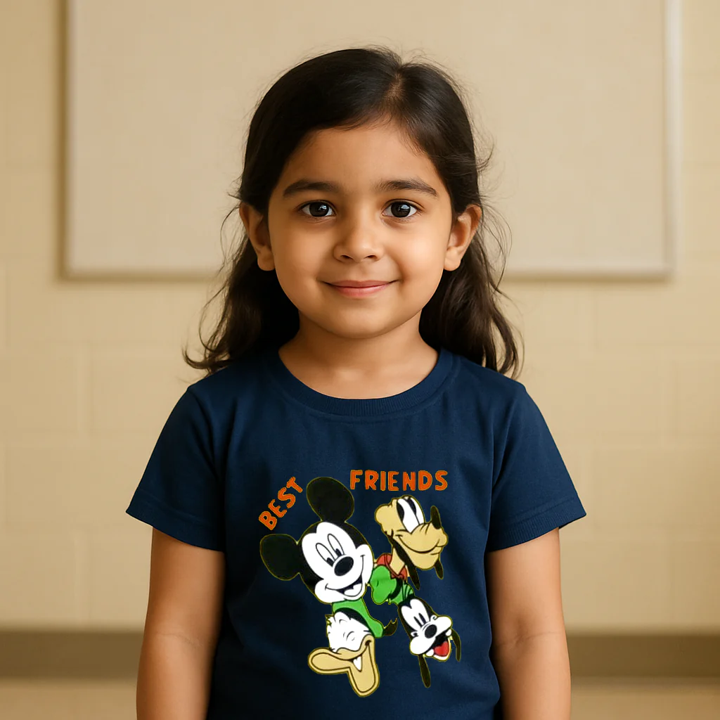 Kids Cotton T-Shirt Mickey Mouse Navy Blue - Mini Champ - Image 2