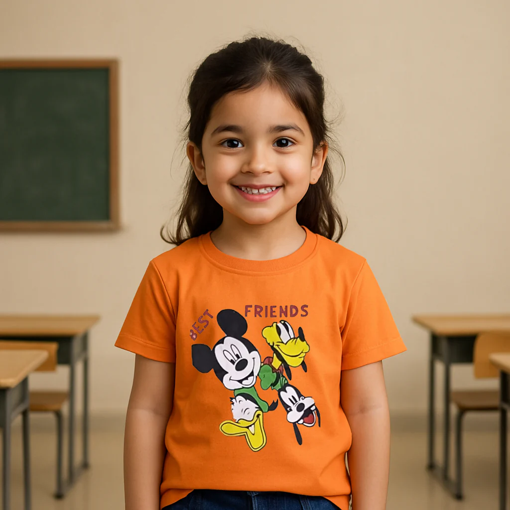 Kids Cotton T-Shirt Mickey Mouse Orange - Mini Champ - Image 2