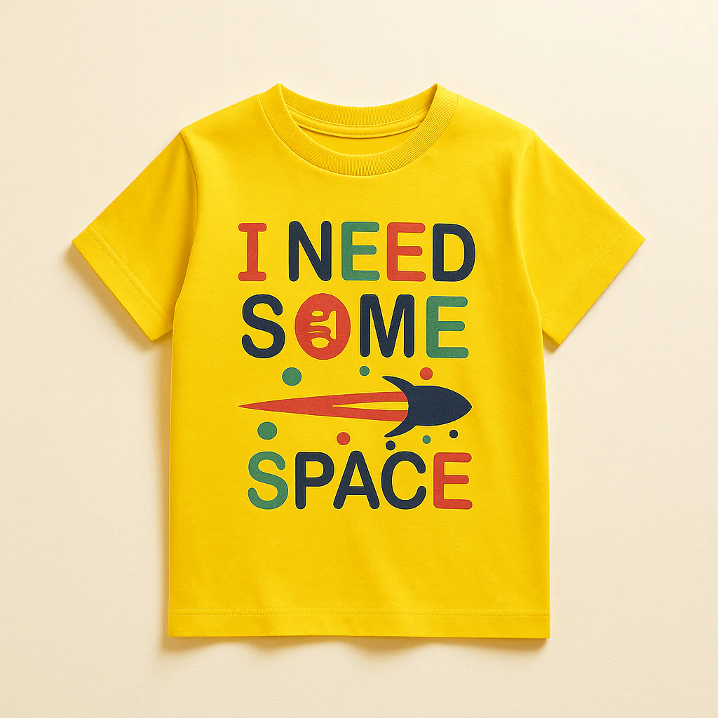 Kids Cotton T-Shirt Need Space Yellow - Mini Champ