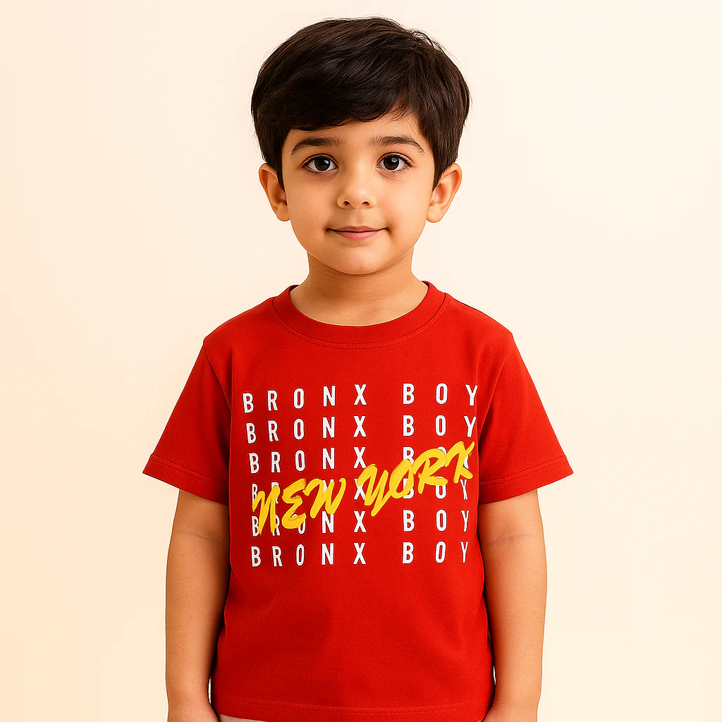 Kids Cotton T-Shirt New York Red - Mini Champ