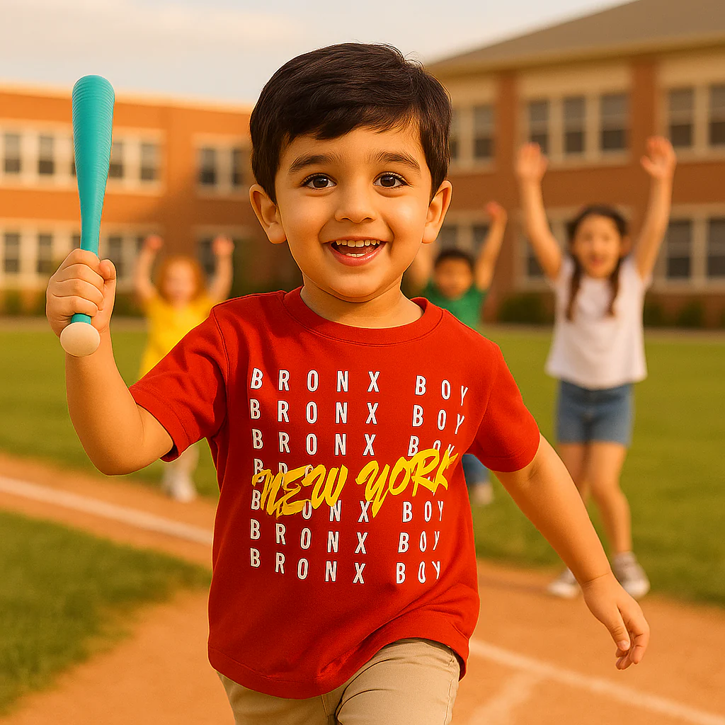 Kids Cotton T-Shirt New York Red - Mini Champ - Image 3