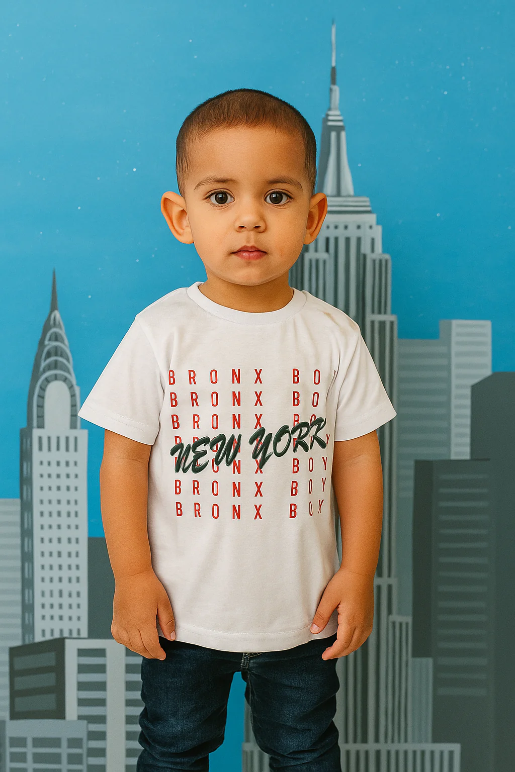 Kids Cotton T-Shirt New York White - Mini Champ
