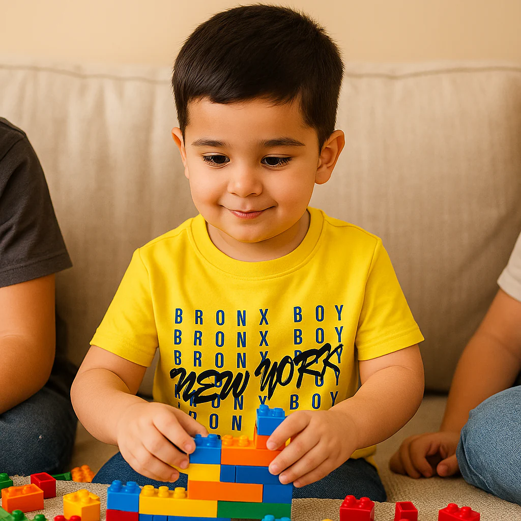 Kids Cotton T-Shirt New York Yellow - Mini Champ - Image 3