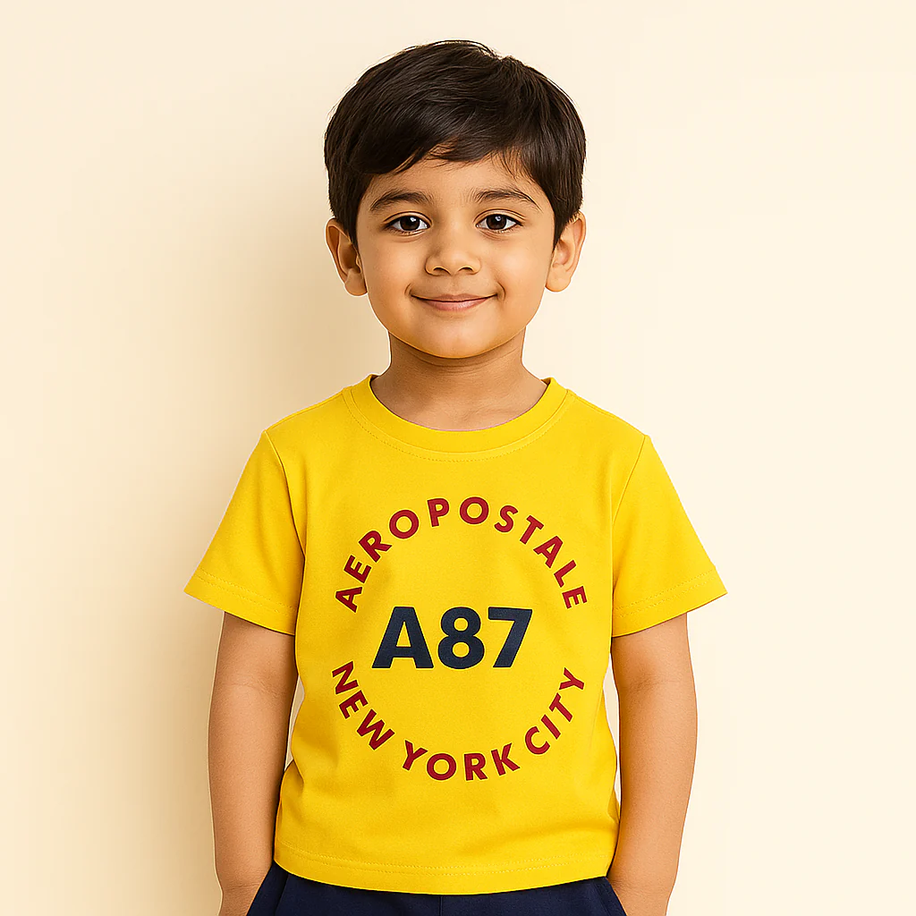 Kids Cotton T-Shirt New York Yellow - Mini Champ