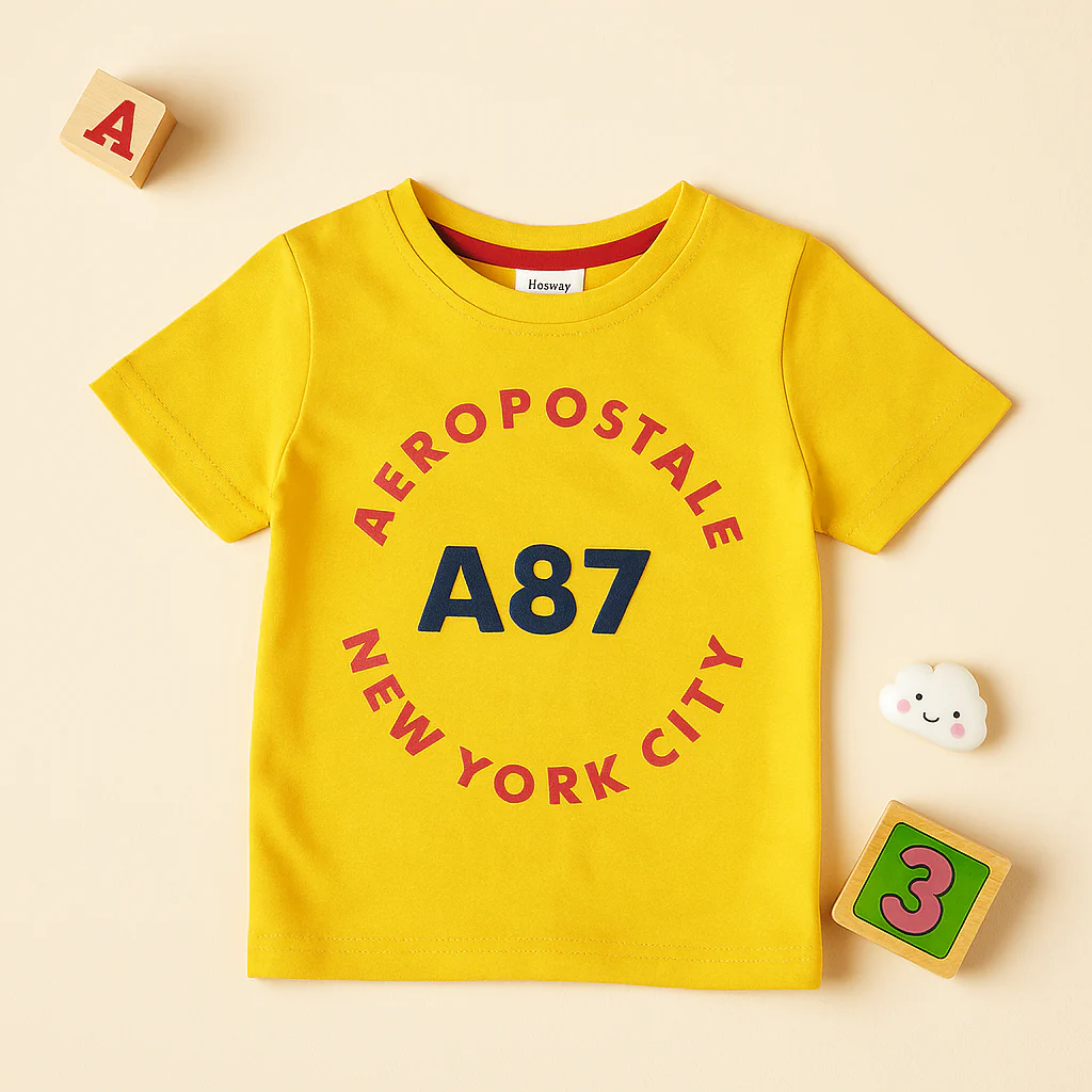 Kids Cotton T-Shirt New York Yellow - Mini Champ - Image 2
