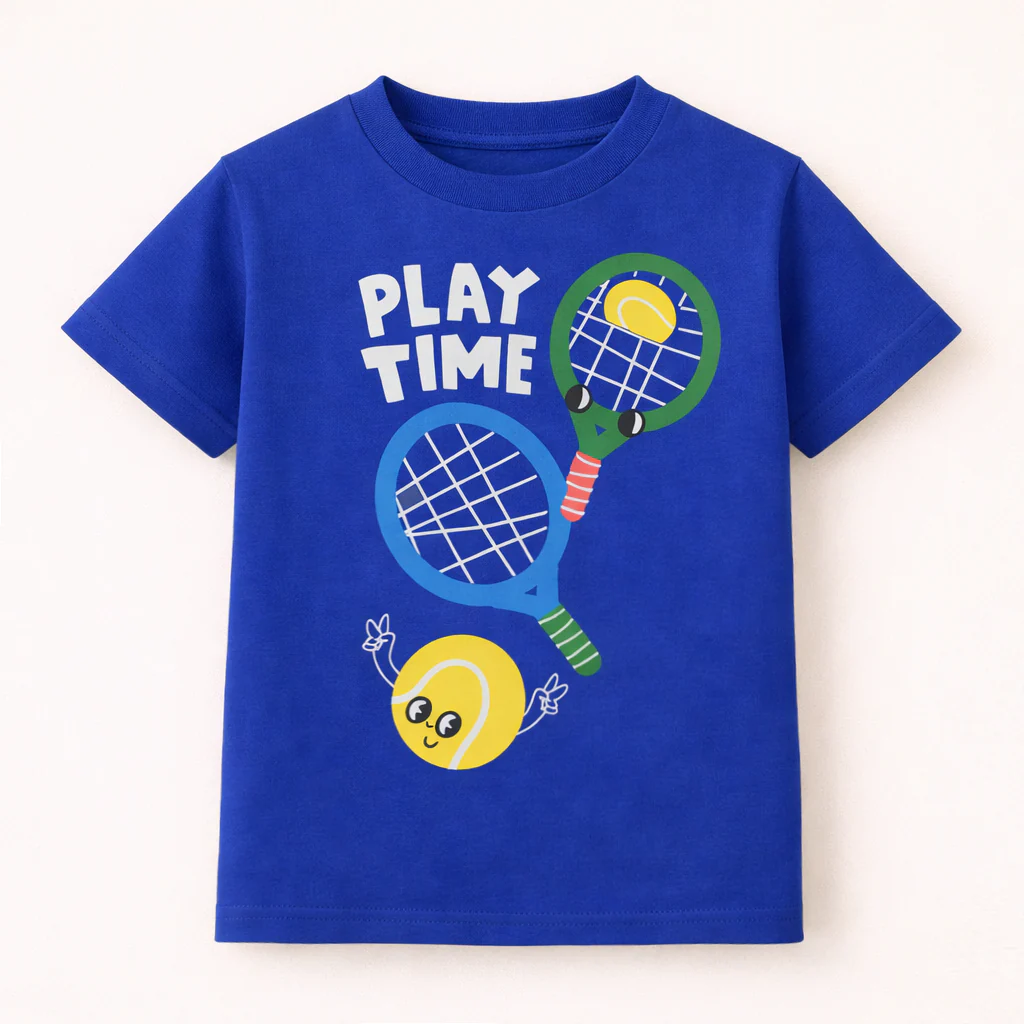 Kids Cotton T-Shirt Play Time Royal Blue - Mini Champ
