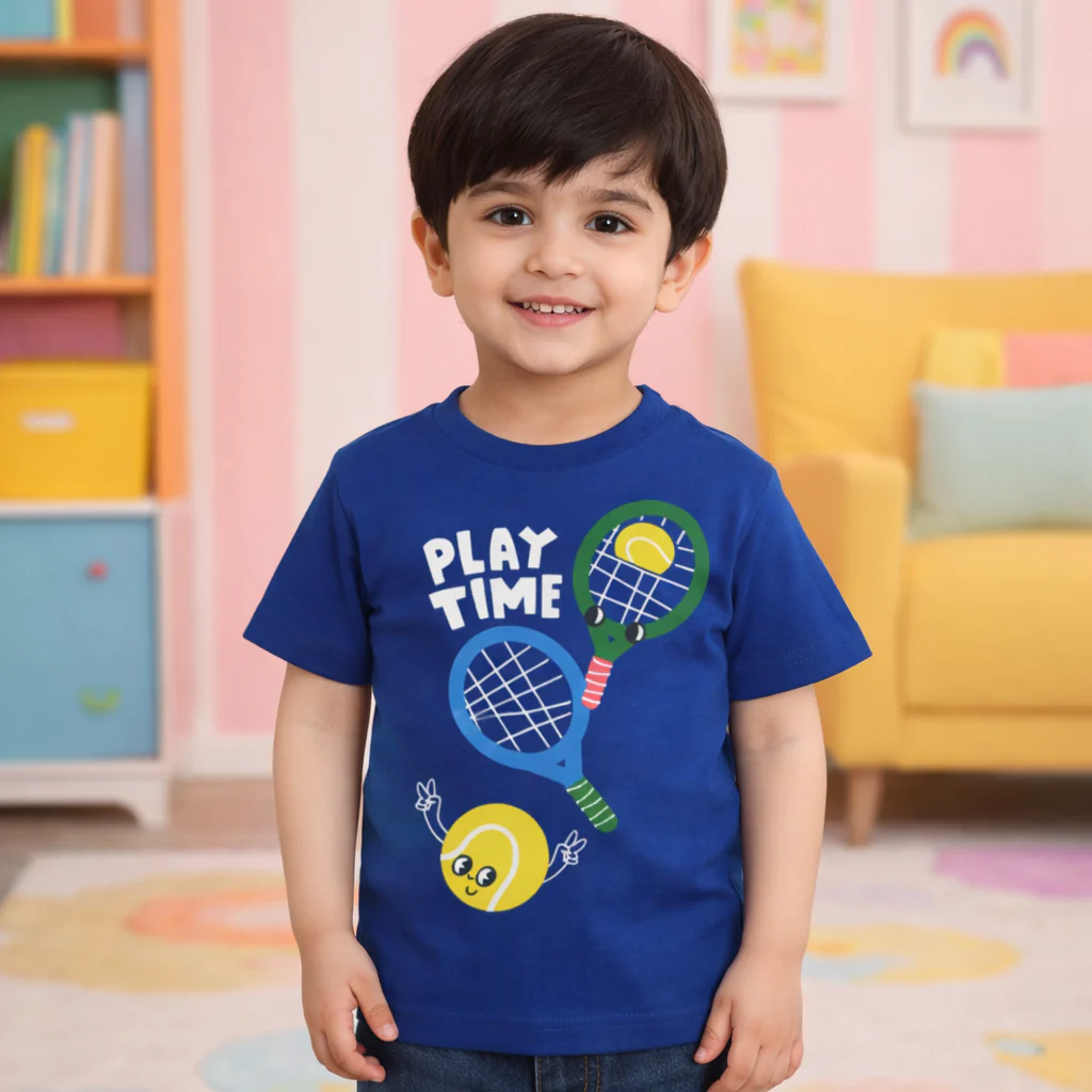 Kids Cotton T-Shirt Play Time Royal Blue - Mini Champ - Image 2