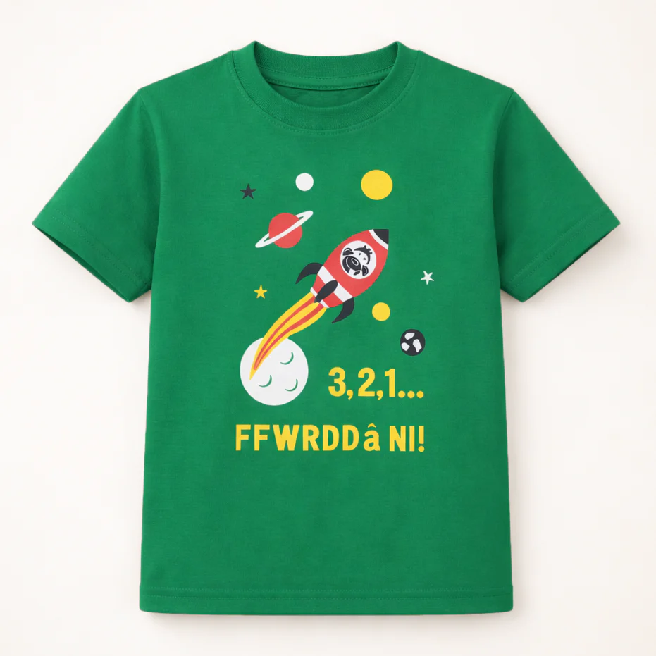 Kids Cotton T-Shirt Rocket Green - Mini Champ