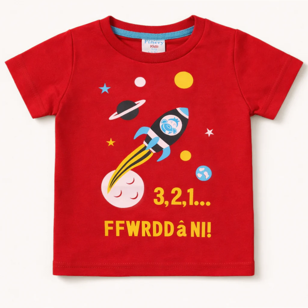 Kids Cotton T-Shirt Rocket Red - Mini Champ