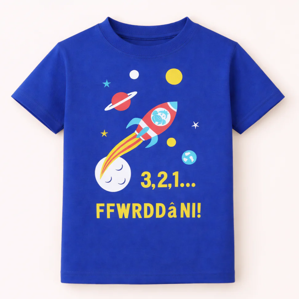 Kids Cotton T-Shirt Rocket Royal Blue - Mini Champ