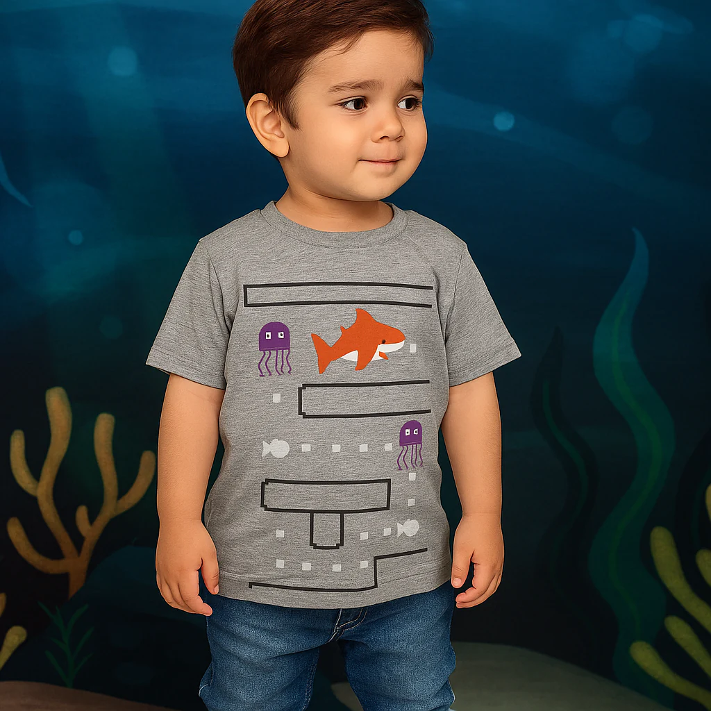 Kids Cotton T-Shirt Shark Grey - Mini Champ