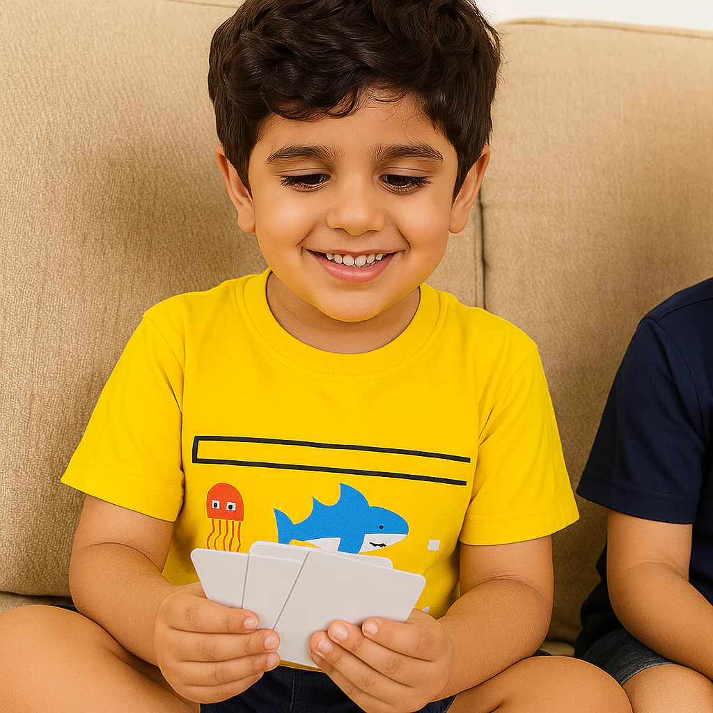 Kids Cotton T-Shirt Shark Yellow - Mini Champ - Image 3