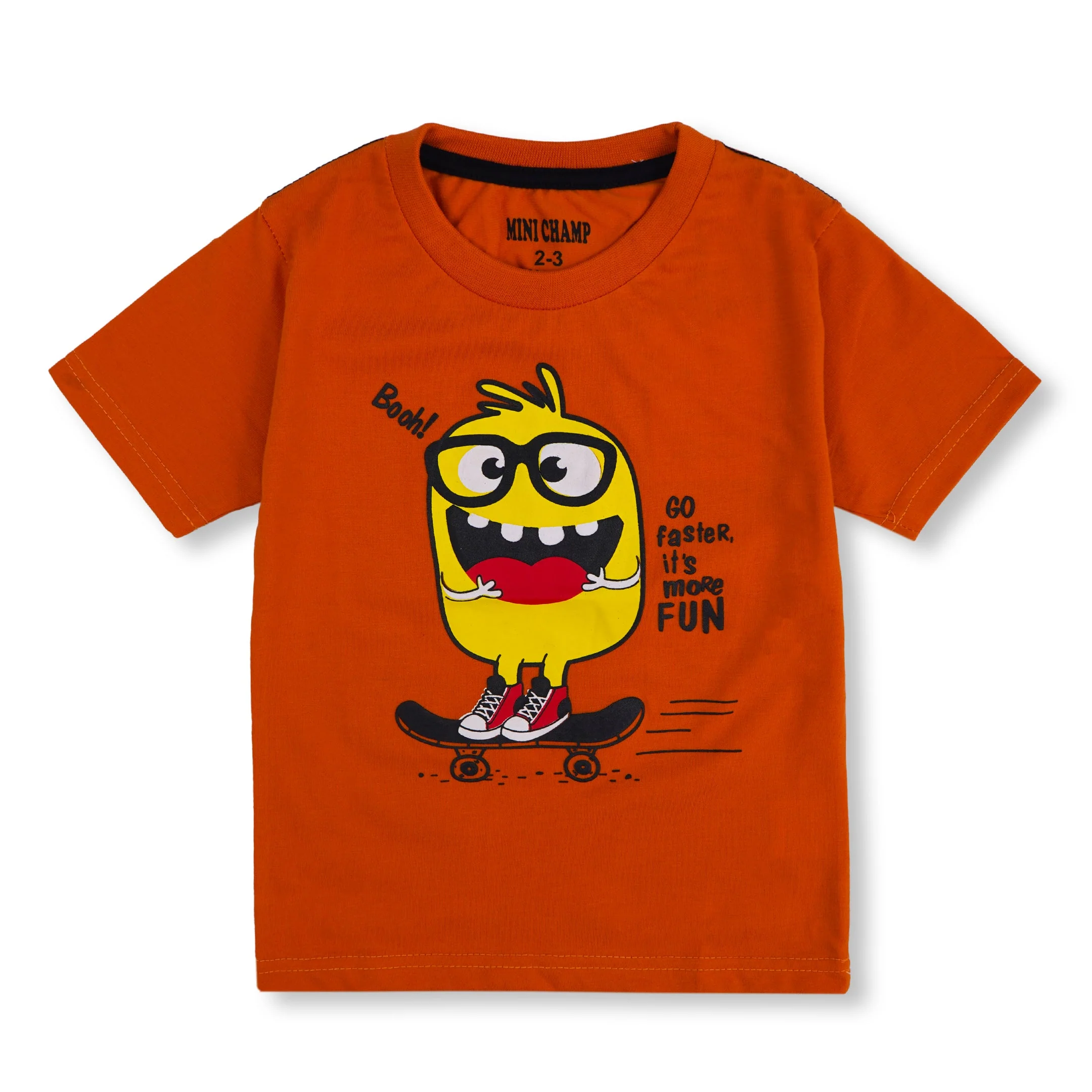 Kids Cotton T-Shirt Skateboard Orange - Mini Champ - Image 2