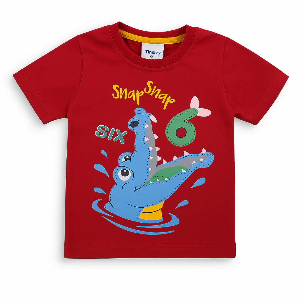 Kids Cotton T-Shirt Snap Red - Mini Champ - Image 2