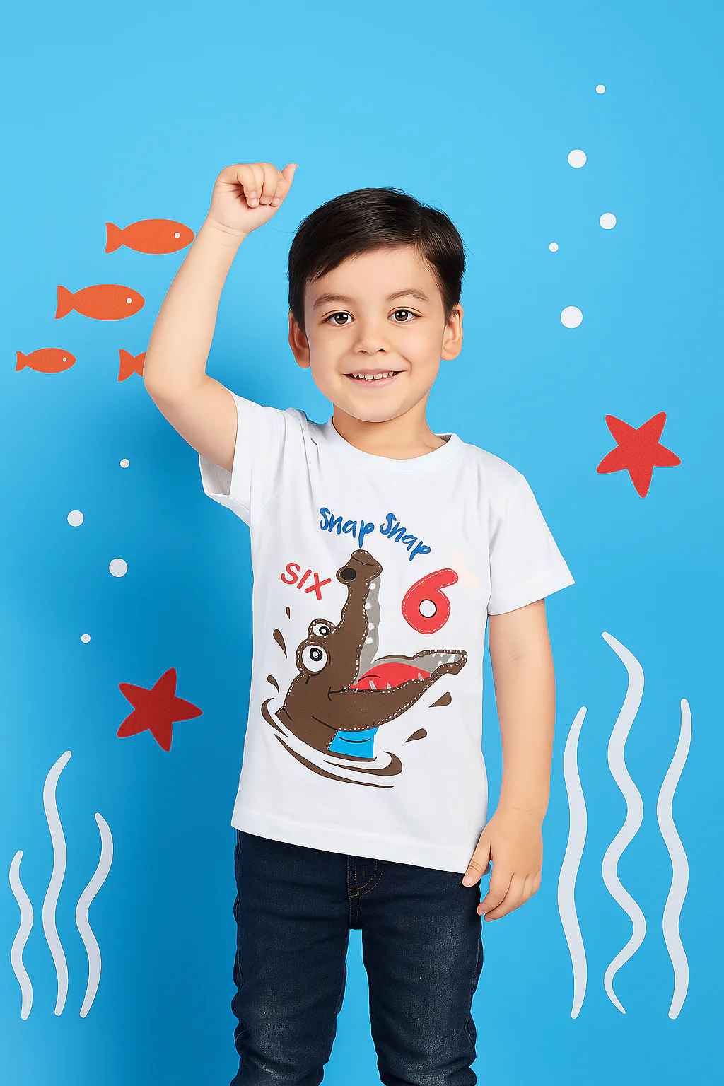 Kids Cotton T-Shirt Snap White - Mini Champ