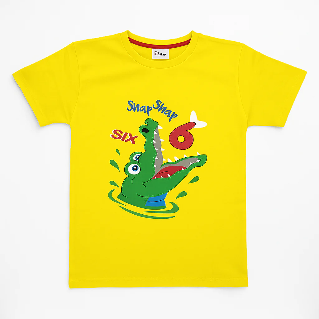 Kids Cotton T-Shirt Snap Yellow - Mini Champ - Image 2