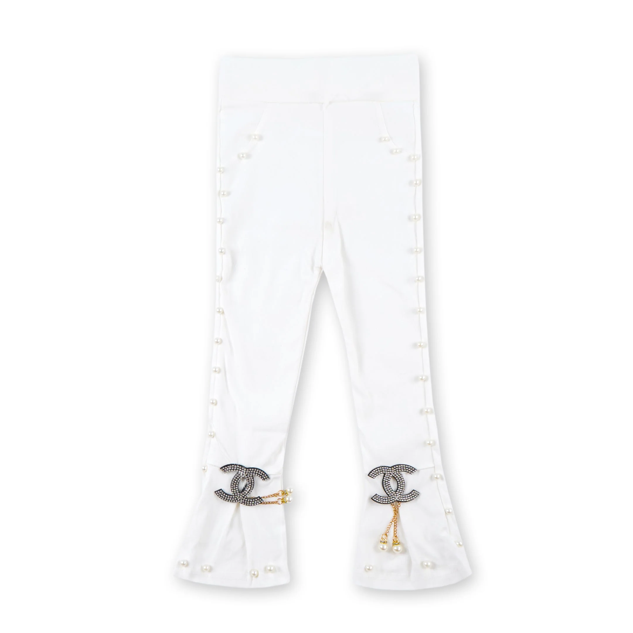 Kids Cotton Tights Beads White - Sunshine