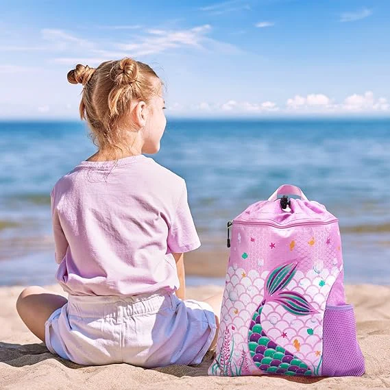 Kids Drawstring Backpack Mermaid Blue - Momease - Image 2