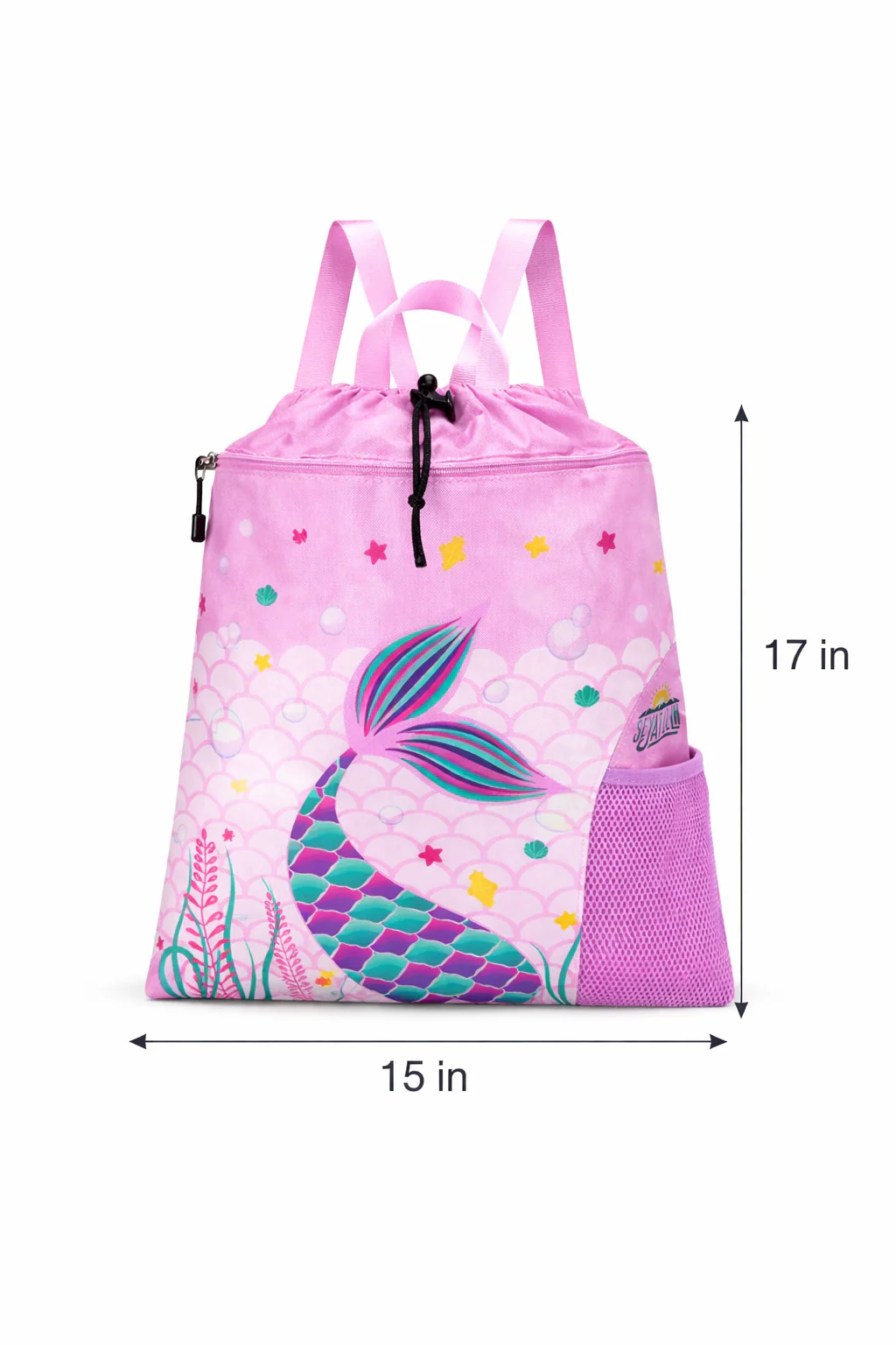 Kids Drawstring Backpack Mermaid Blue - Momease - Image 6