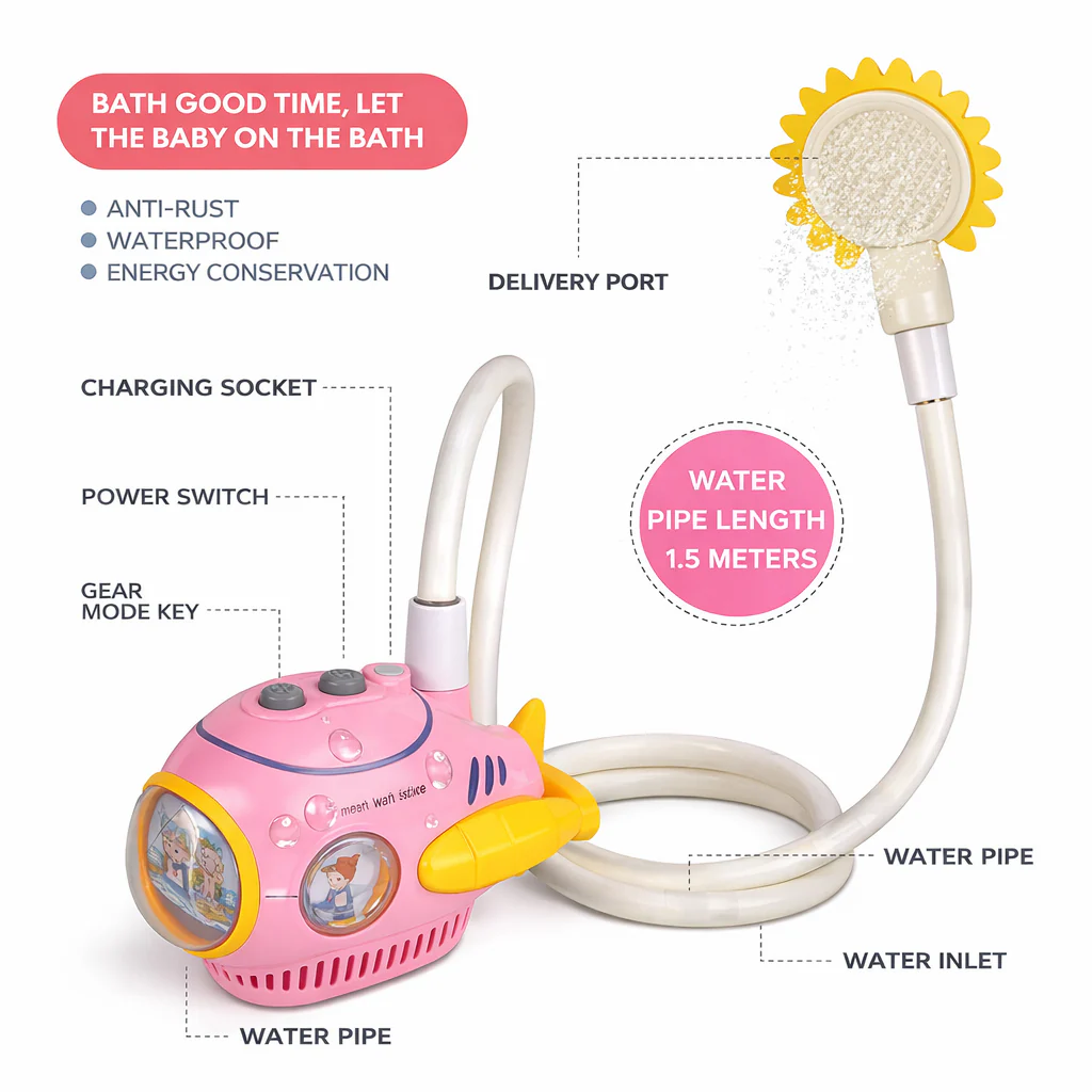 Kids Electric Sprinkler Bath Machine Pink - Sunshine - Image 3