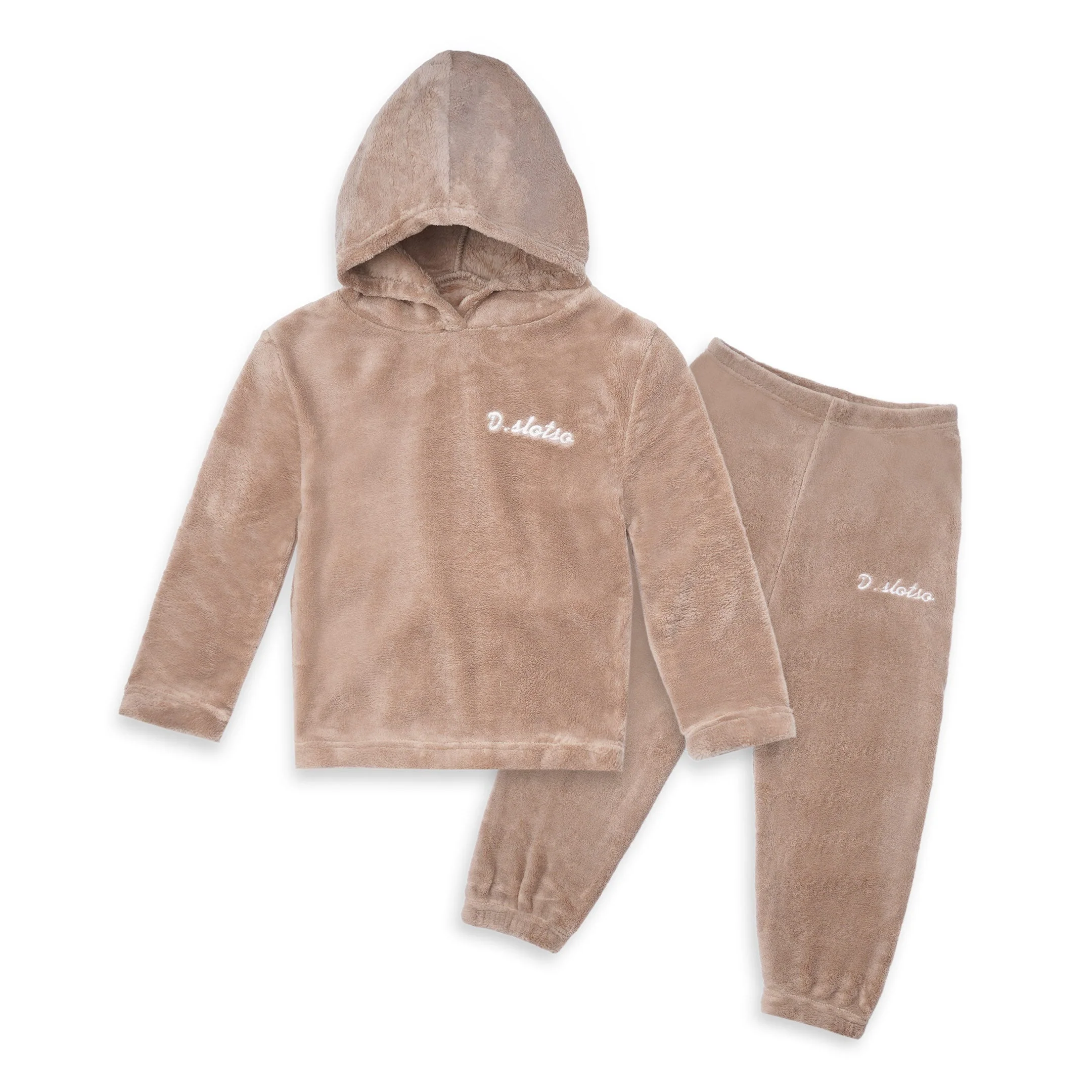 Kids Fleece Hoodie & Pajama Set Brown - Sunshine - Image 3