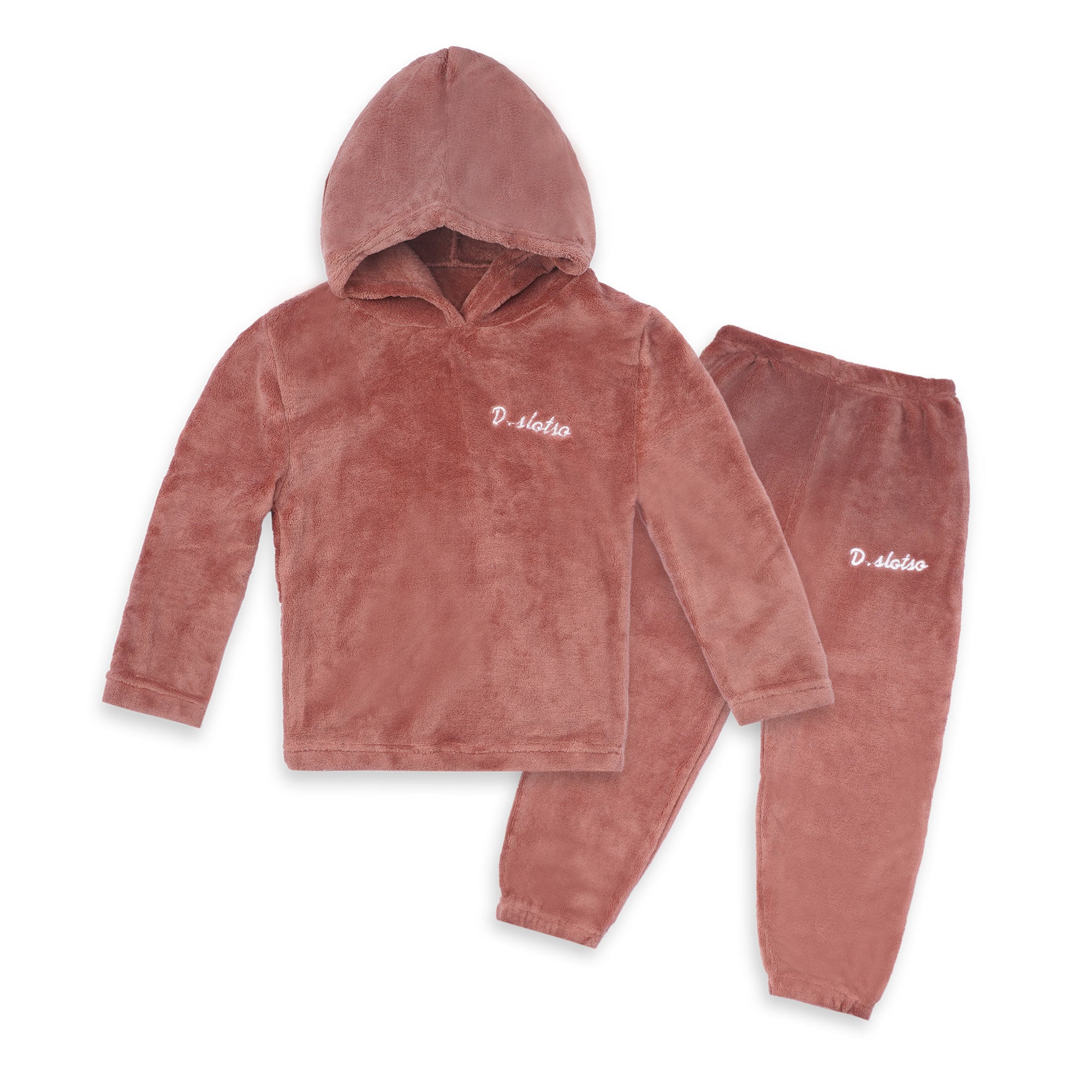Kids Fleece Hoodie & Pajama Set Peach - Sunshine - Image 3