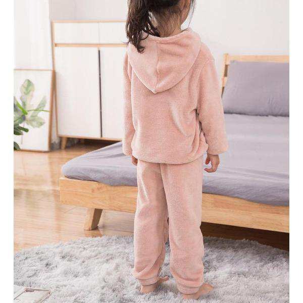 Kids Fleece Hoodie & Pajama Set Pink - Sunshine - Image 3
