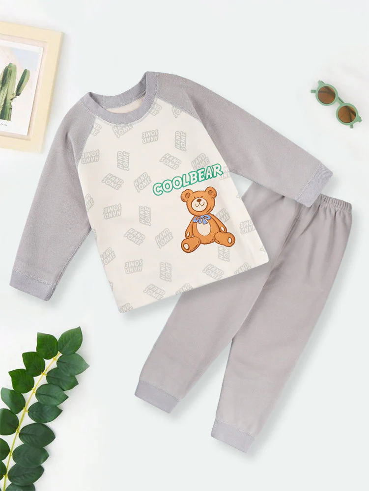 Kids Fleece Pajama Set Handsome Grey - Sunshine - Image 3