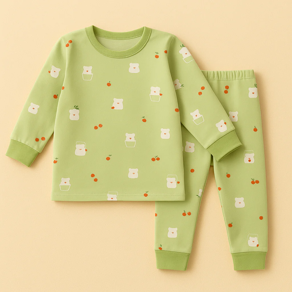 Kids Fleece Pajama Set Puppy Green - Sunshine
