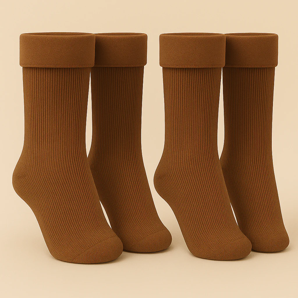 Kids Fleece Socks Pack Of 2 Pair Brown (2-4 Years) - Sunshine