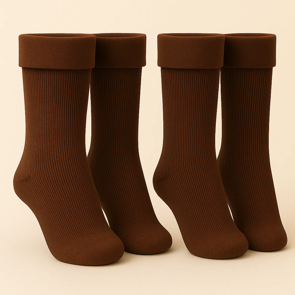 Kids Fleece Socks Pack Of 2 Pair Dark Brown (2-4 Years) - Sunshine