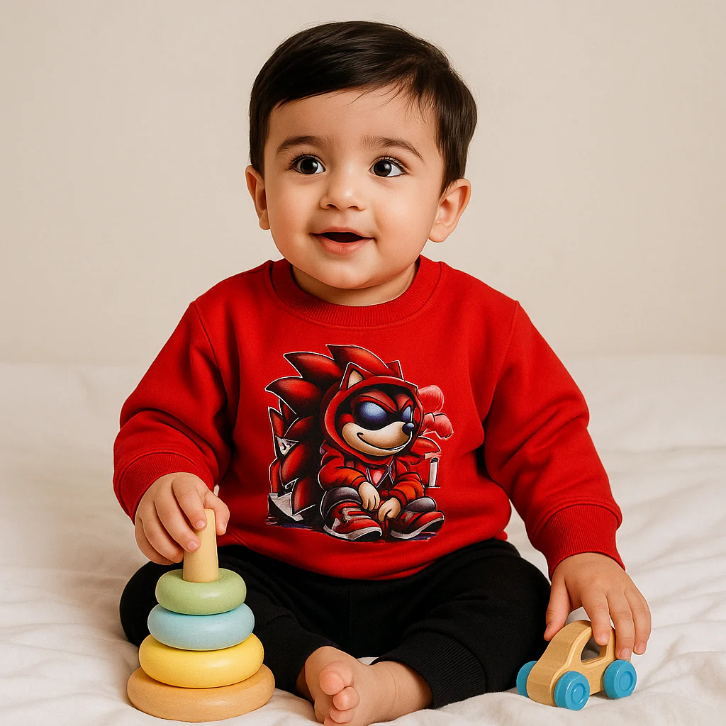 Kids Fleece Tracksuit Rabbit Red - Oolaa - Image 2