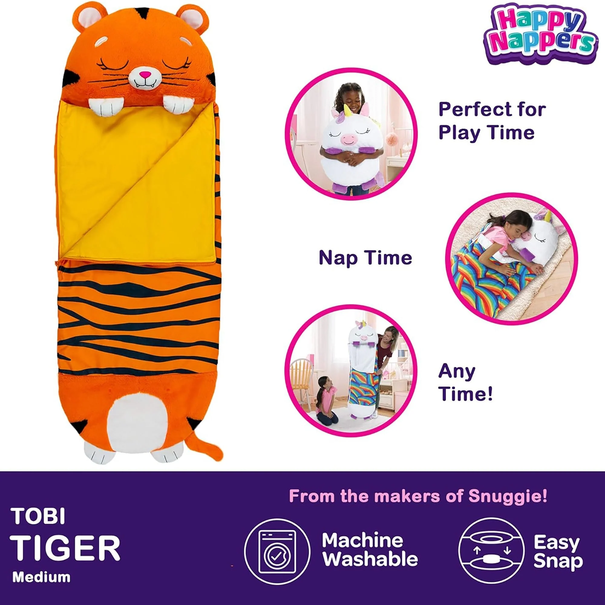 Kids Foldable Sleeping Bag Tiger Brown - Sunshine - Image 4