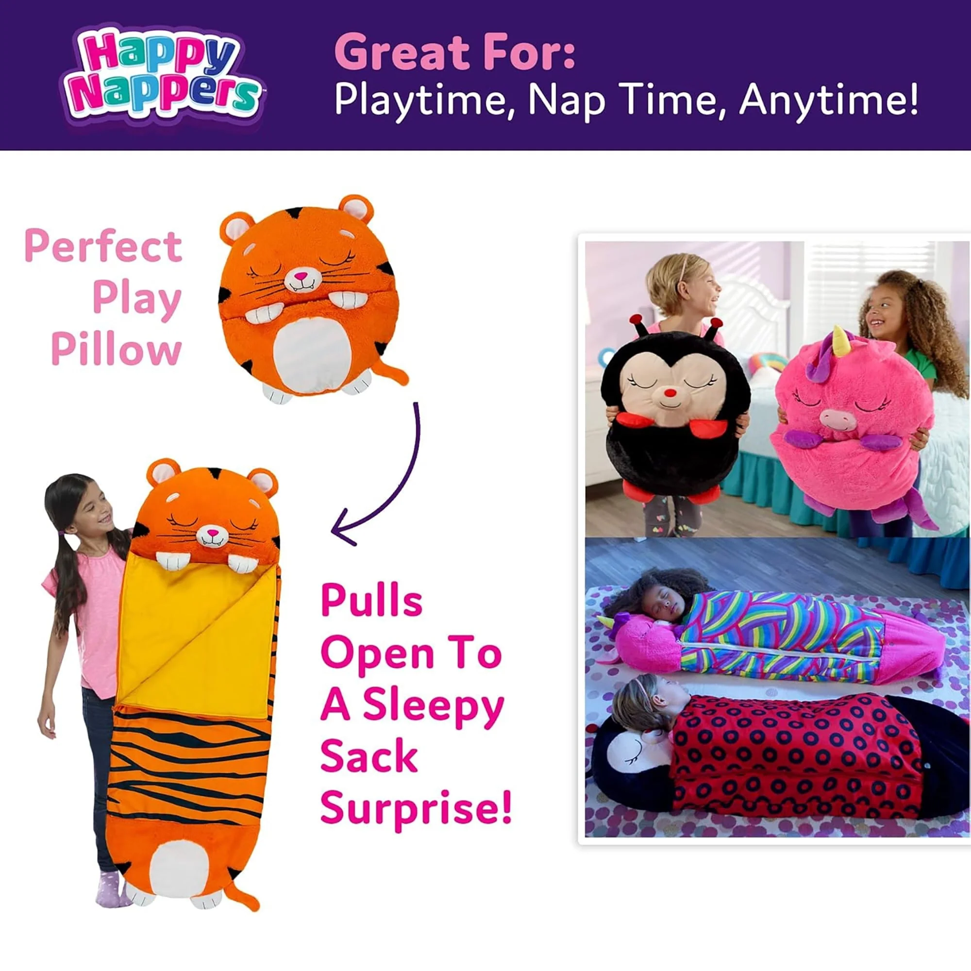 Kids Foldable Sleeping Bag Tiger Brown - Sunshine - Image 6